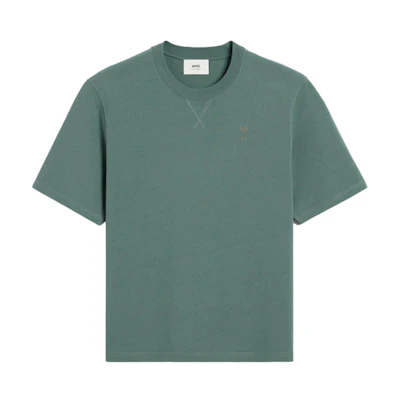 AMI PARIS SS24 Unisex Cotton Crewneck Tee Short Sleeve Light Green UTS040JE0090-GREEN