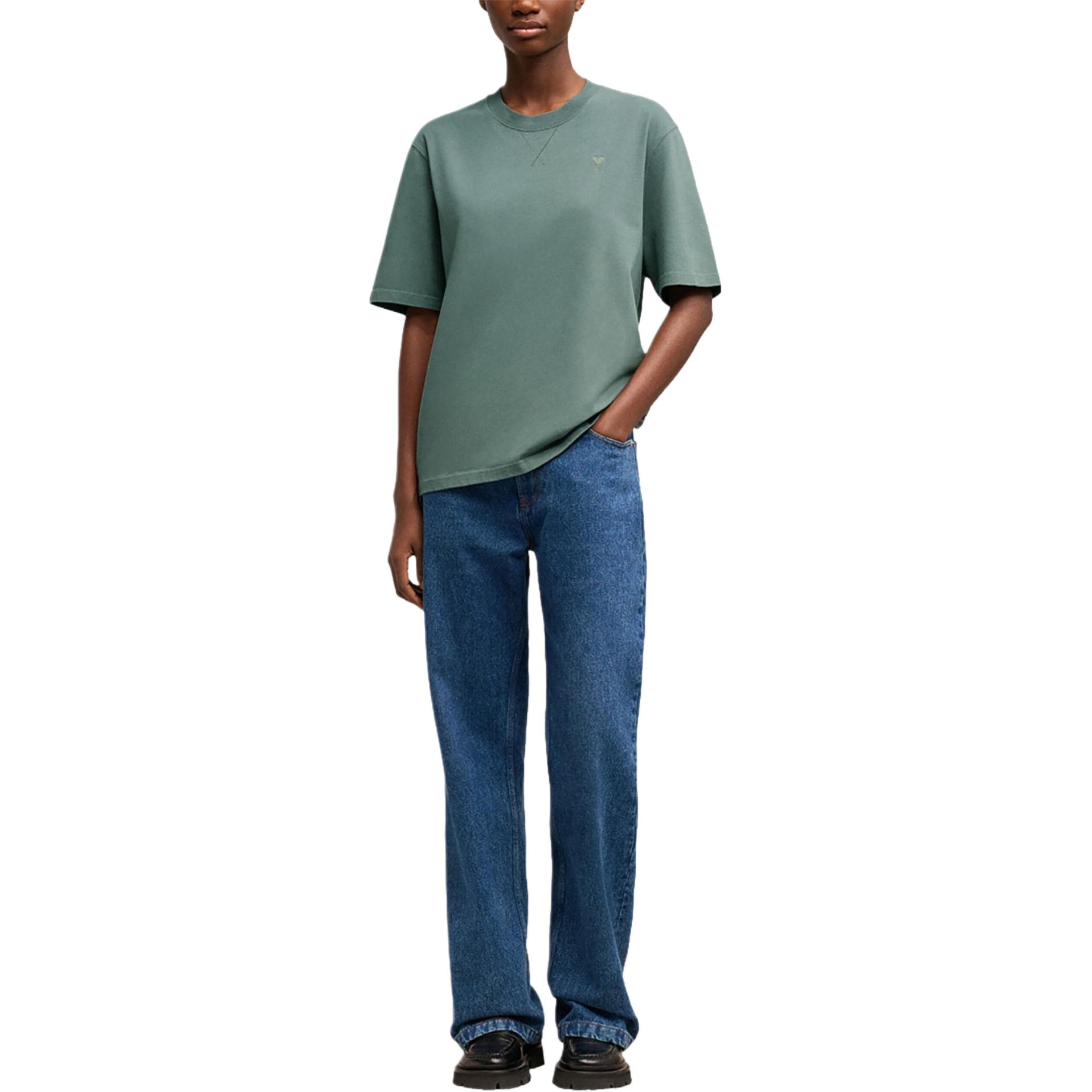 Lookbook AMI PARIS SS24 Unisex Cotton Crewneck Tee Short Sleeve Light Green UTS040JE0090-GREEN