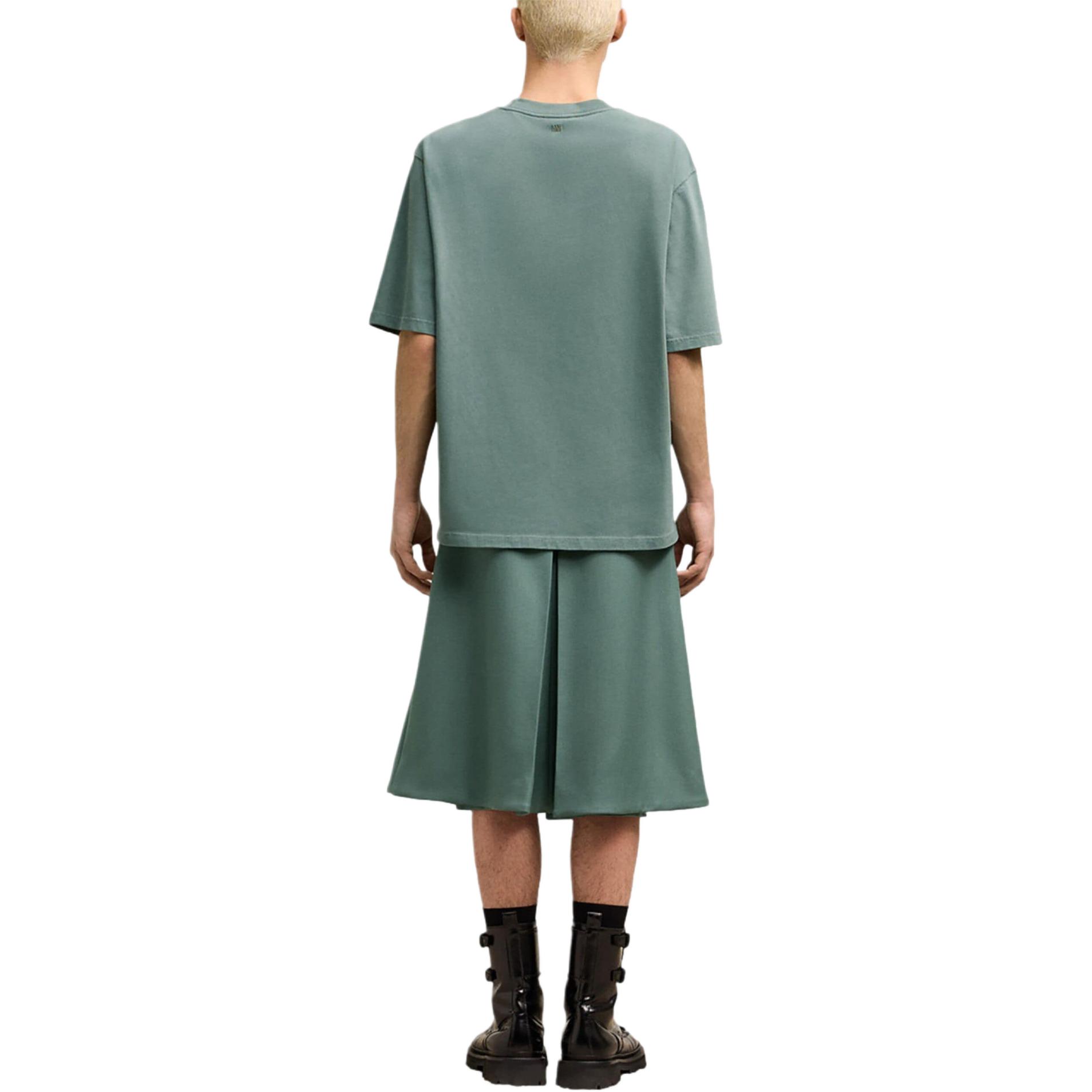 Shop AMI PARIS SS24 Unisex Cotton Crewneck Tee Short Sleeve Light Green UTS040JE0090-GREEN