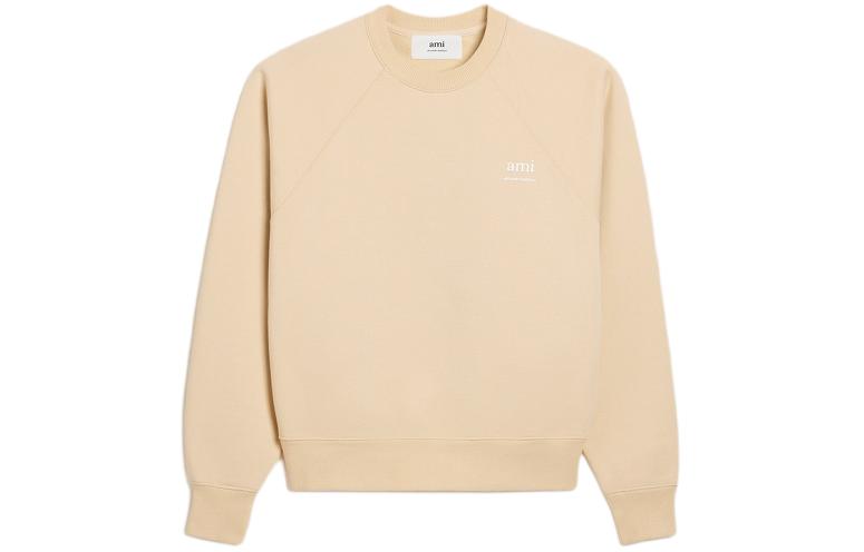 Order AMI Paris SS24 男女款奶油色標誌印花圓領棉質長袖衛衣 USW024747-721