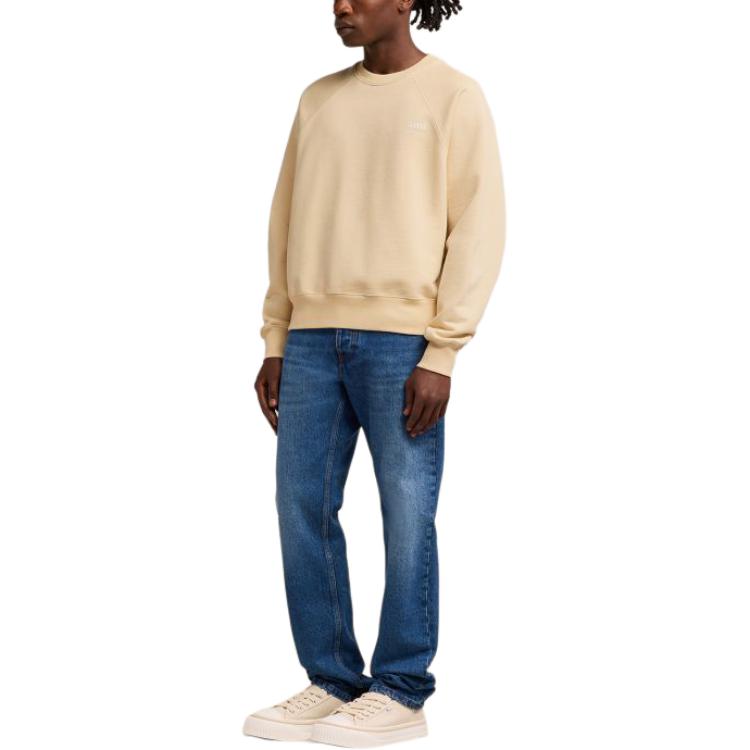 Lookbook AMI Paris SS24 男女款奶油色標誌印花圓領棉質長袖衛衣 USW024747-721