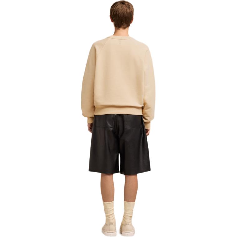 Sizing AMI Paris SS24 男女款奶油色標誌印花圓領棉質長袖衛衣 USW024747-721