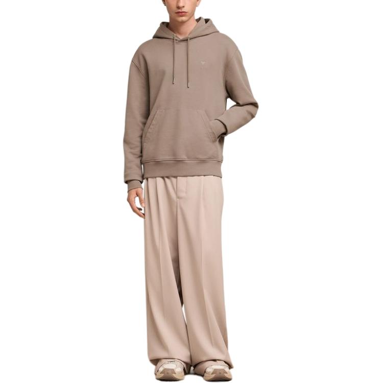 AMI PARIS SS24 Unisex Heart Embroidered Pullover Hoodie Light Gray Beige USW203730-2811 圖 4