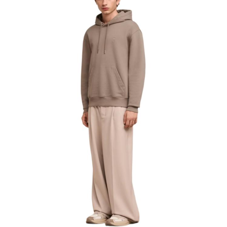 AMI PARIS SS24 Unisex Heart Embroidered Pullover Hoodie Light Gray Beige USW203730-2811 圖 6