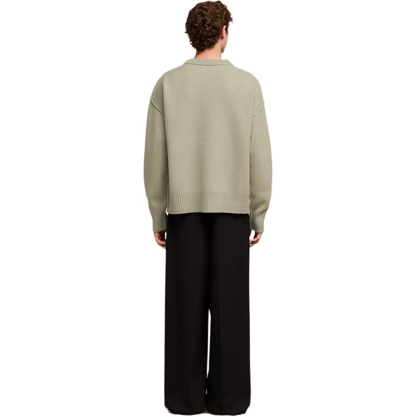 Purchase AMI PARIS SS24 男女款羊毛心形圖案開襟衫-鼠尾草綠. UKC006018-319