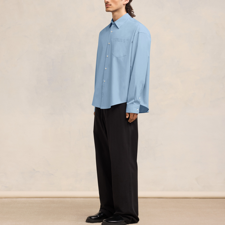 Purchase AMI Paris SS24 Baju Lengan Panjang Oversized Uniseks Biru. USH116CO0063-484