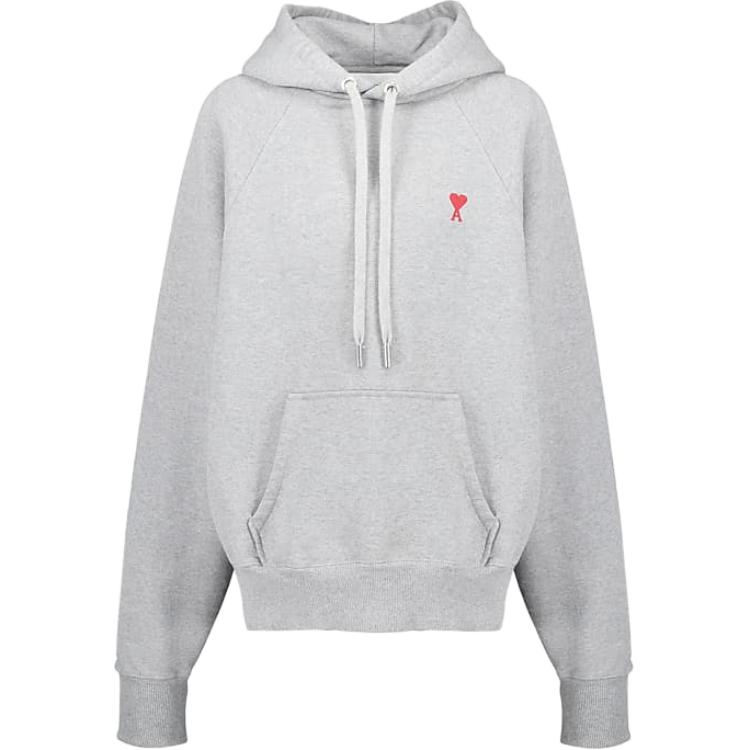 AMI PARIS SS24 Unisex Solid Gray Pullover Hoodie with Long Sleeves BFUSW205747-951