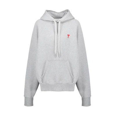 AMI PARIS SS24 Unisex Solid Gray Pullover Hoodie with Long Sleeves BFUSW205747-951
