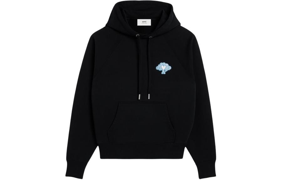 AMI PARIS SS24 Year of the Dragon Hoodie Black Unisex Loose Fit SPUSW299747-001