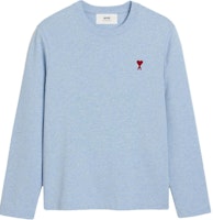 AMI PARIS Textured Knit Crewneck Long Sleeve T-Shirt Unisex Light Blue UTS2057264842 AMI PARIS Textured Knit Crewneck Long Sleeve T-Shirt Unisex Light Blue UTS2057264842
