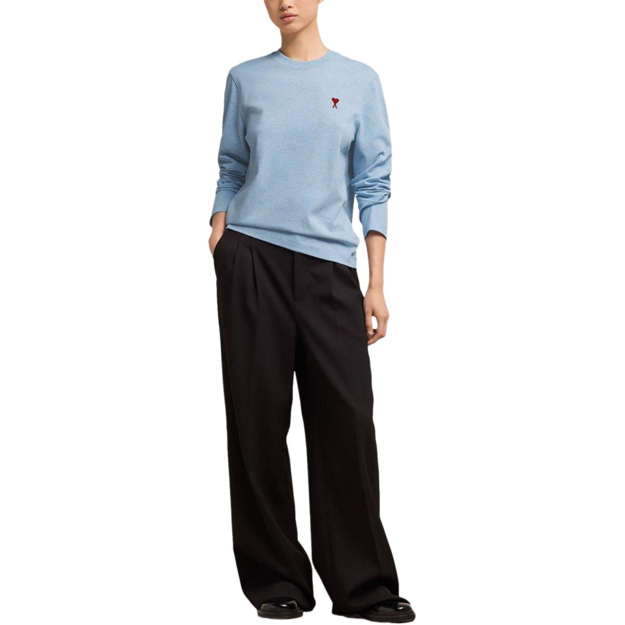 Purchase AMI PARIS 男女同款浅蓝色圆领长袖针织纹理T恤 UTS2057264842