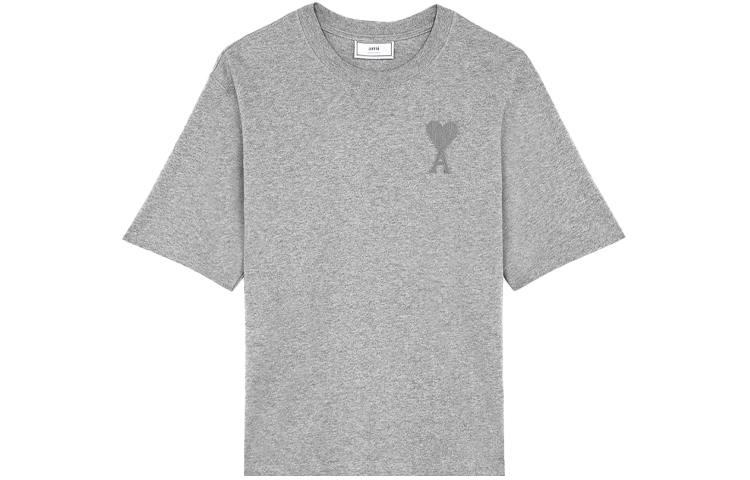 Buy AMI Paris 烟灰色男女同款宽松版心形刺绣短袖T恤. E21HJ128726-055