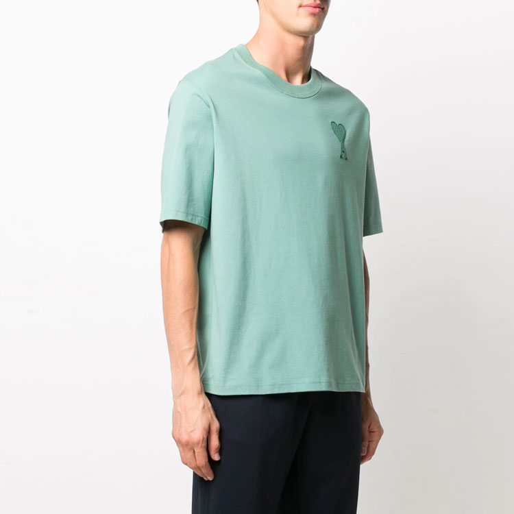 AMI Paris Tonal Heart Embroidery Relaxed T-Shirt Mint Green Unisex. E21HJ128726-303 圖 4