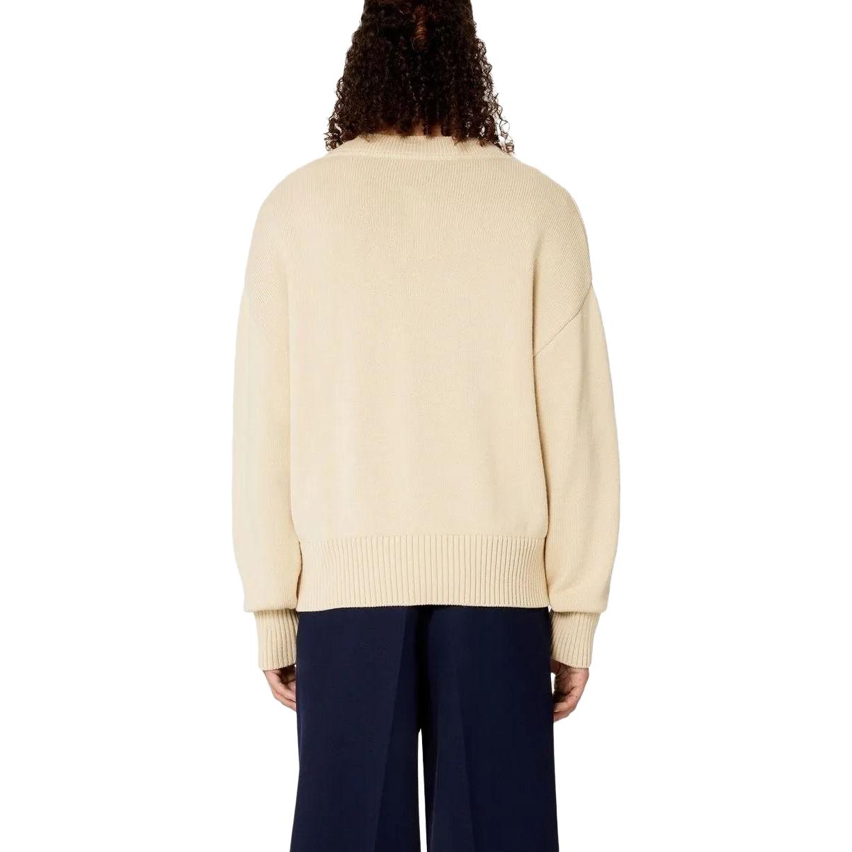 AMI Paris Unisex Beige V-Neck Wool Cotton Blend Knitted Sweater Pullover. UKS208016-714 圖 6