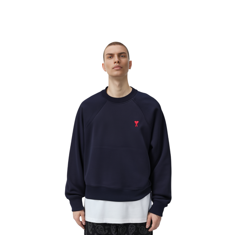 Cheap Sudadera Unisex de Algodón AMI Paris en Azul Azure USW005.747