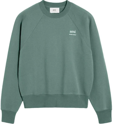 AMI PARIS Unisex Green Crewneck Pullover Sweatshirt Long Sleeve USW0247474-013 Order AMI PARIS Unisex Green Crewneck Pullover Sweatshirt Long Sleeve USW0247474-013