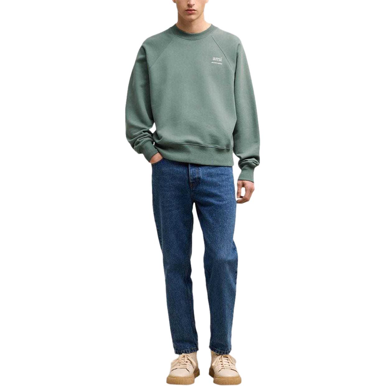 AMI PARIS Unisex Green Crewneck Pullover Sweatshirt Long Sleeve USW0247474-013 圖 3