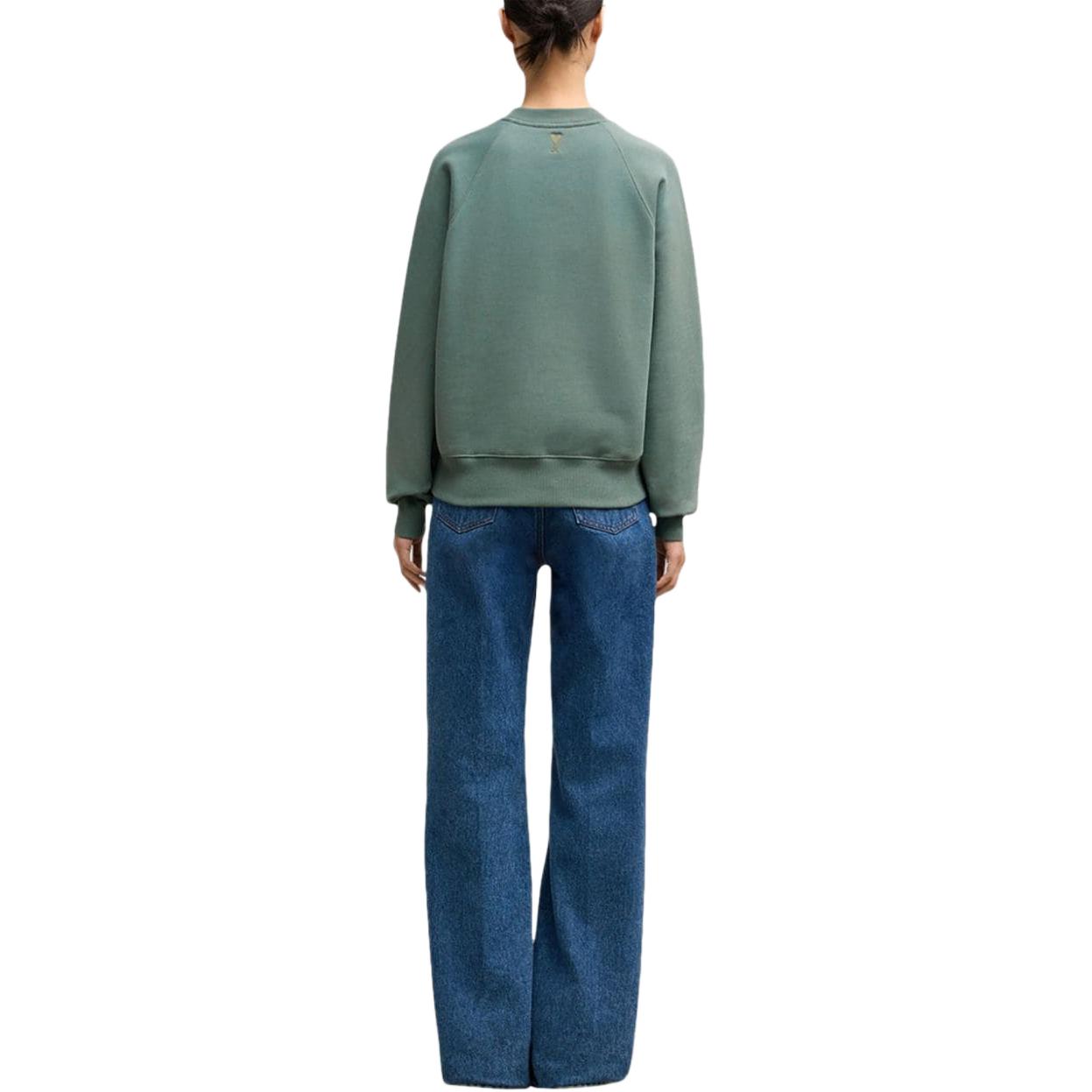AMI PARIS Unisex Green Crewneck Pullover Sweatshirt Long Sleeve USW0247474-013 圖 6