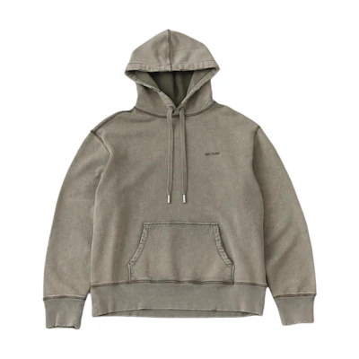 AMI PARIS Unisex Grey Beige Hoodie with Solid Logo Print and Drawstring 5569321652-130