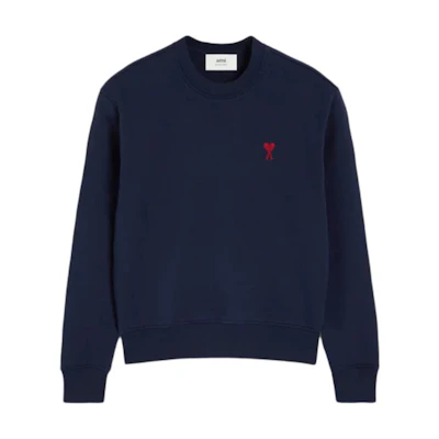 AMI Paris Unisex Logo Print Crewneck Sweatshirt Deep Blue BFUSW035-730-430