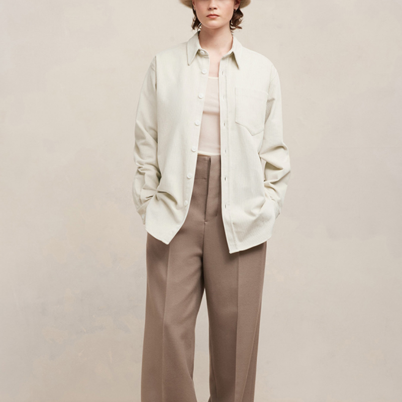 AMI PARIS Unisex Loose Fit Solid White Long Sleeve Button-Up Shirt UJK228CO0053-IVOIRE 圖 4