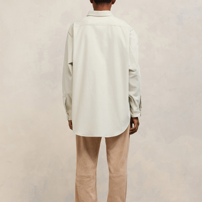 AMI PARIS Unisex Loose Fit Solid White Long Sleeve Button-Up Shirt UJK228CO0053-IVOIRE 圖 6