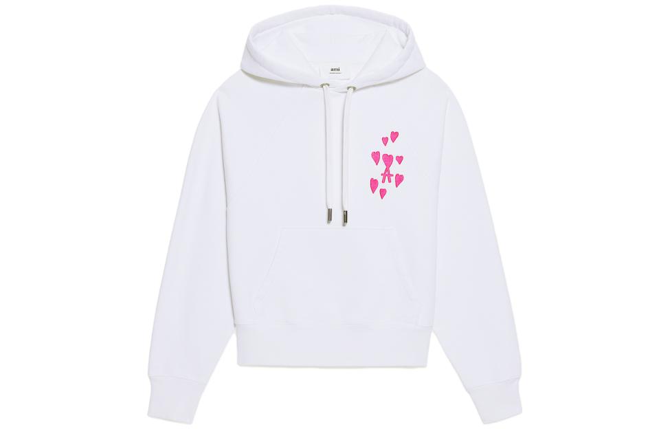 AMI PARIS Unisex Oversized Cotton Long Sleeve Sweatshirt White USW399747-106