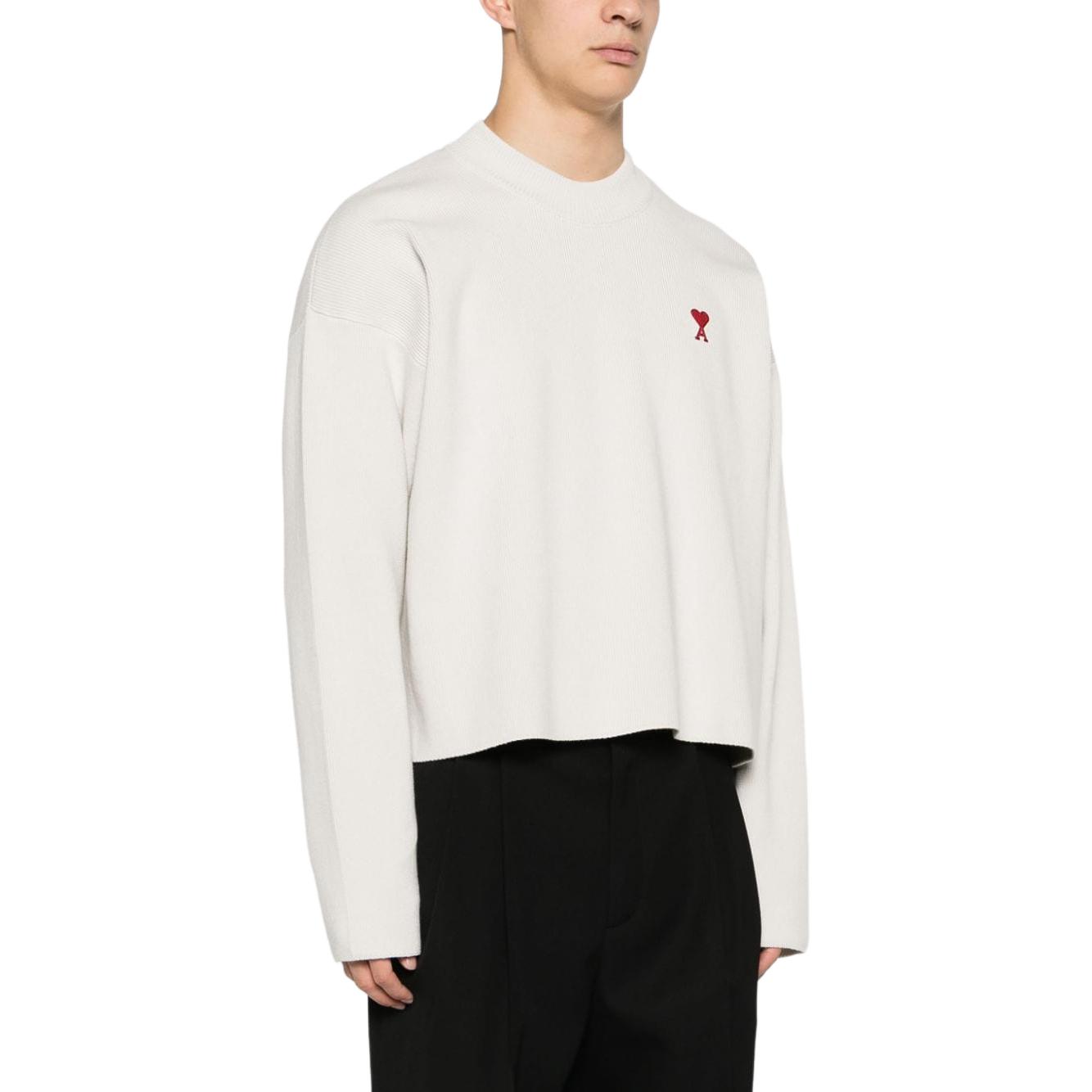 AMI PARIS Unisex Oversized Crewneck Pullover Sweater Light Grey UKS046KN0042-193 圖 5