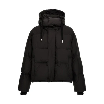 AMI PARIS Unisex Solid Color Lightweight Hooded Down Jacket - Black. UJK402PA0009-001