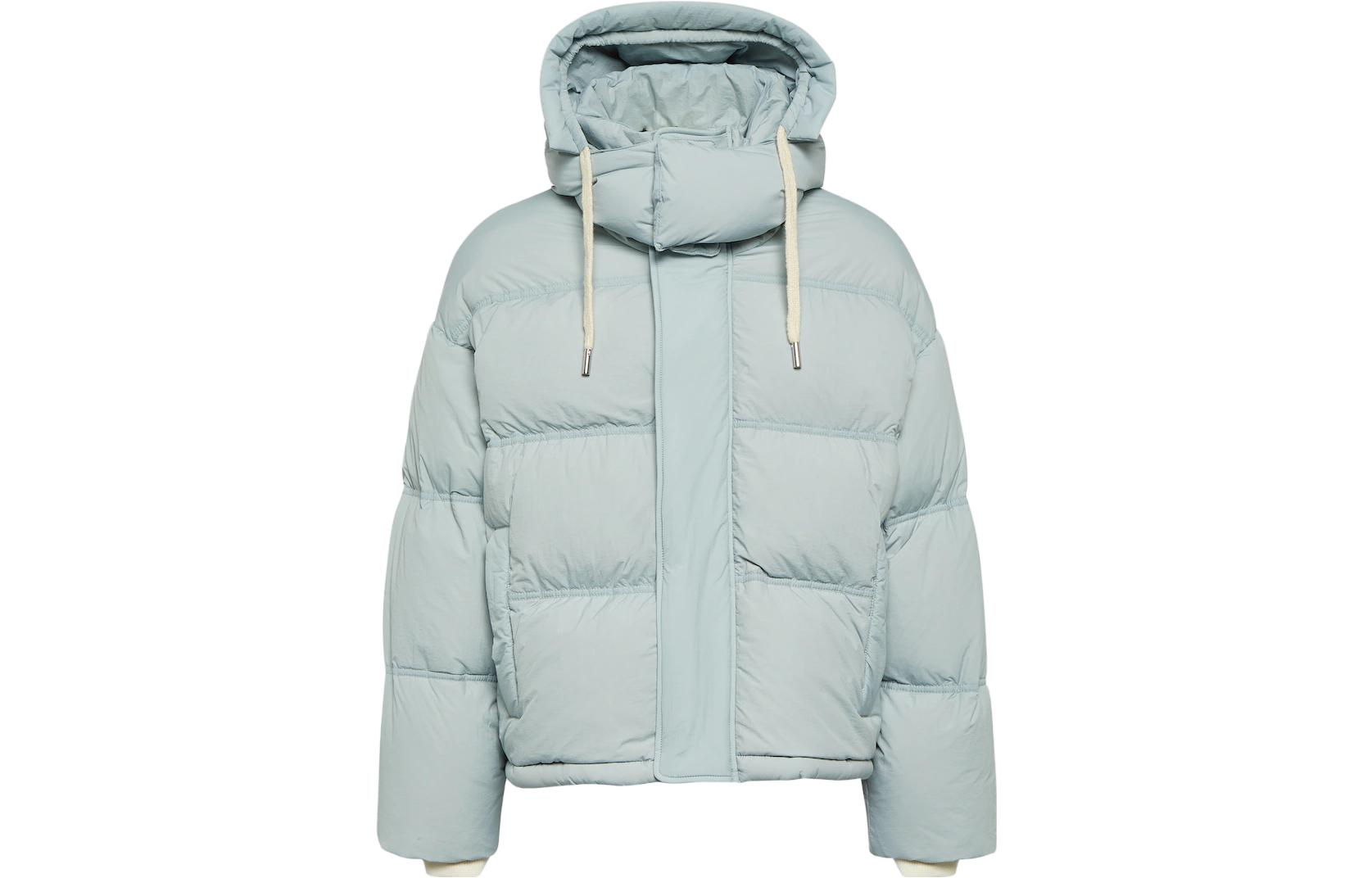 AMI PARIS Unisex Solid Color Lightweight Puffer Jacket with Hood and Zipper UJK402PA0009468