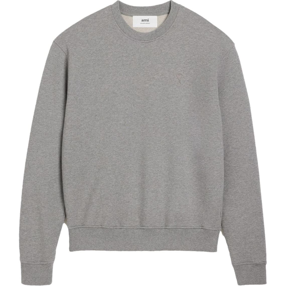 AMI PARIS Unisex Solid Pullover Crewneck Sweatshirt - Gray USW003730-087
