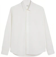 AMI PARIS Unisex White Long Sleeve Button-Up Shirt with Collared Design USH150CO0063-100 AMI PARIS Unisex White Long Sleeve Button-Up Shirt with Collared Design USH150CO0063-100