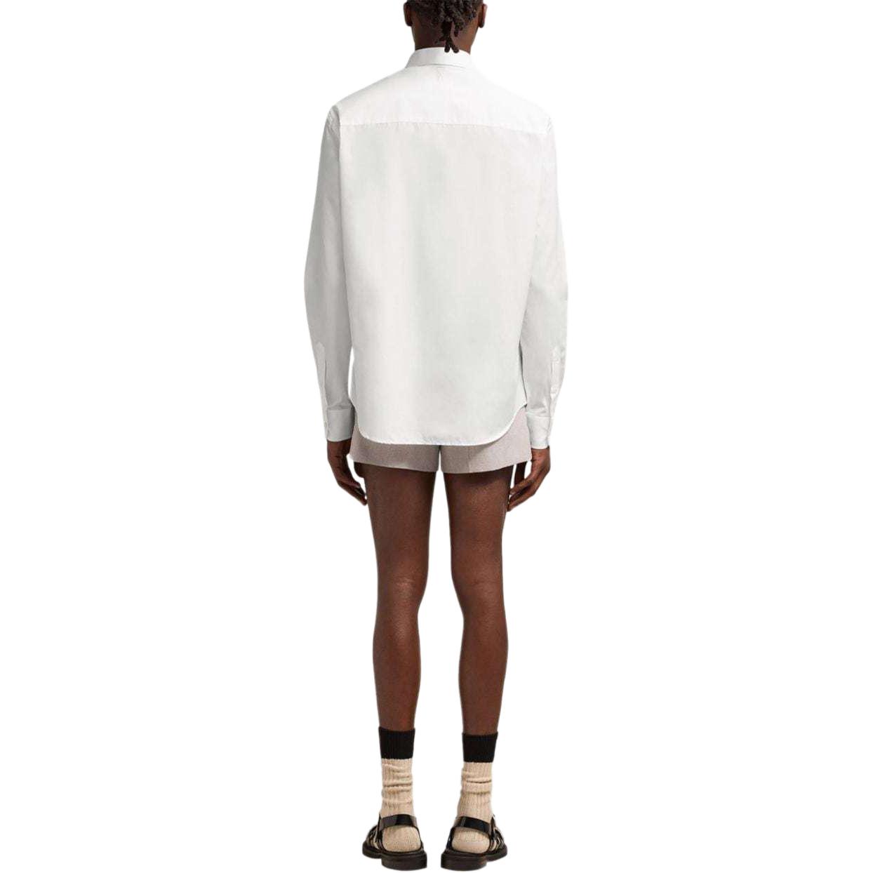 AMI PARIS Unisex White Long Sleeve Button-Up Shirt with Collared Design USH150CO0063-100 圖 6