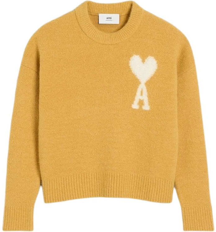 ami-paris-white-heart-embroidered-crewneck-cloud-sweater-unisex-mustard-yellow-uks-025-kn-0032-724