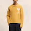 Purchase AMI PARIS White Heart Embroidered Crewneck Cloud Sweater Unisex Mustard Yellow UKS025KN0032-724