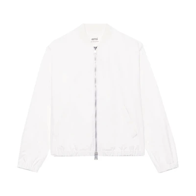 AMI PARIS White Logo Patch Zip Jacket - Autumn Season HJK022-262100
