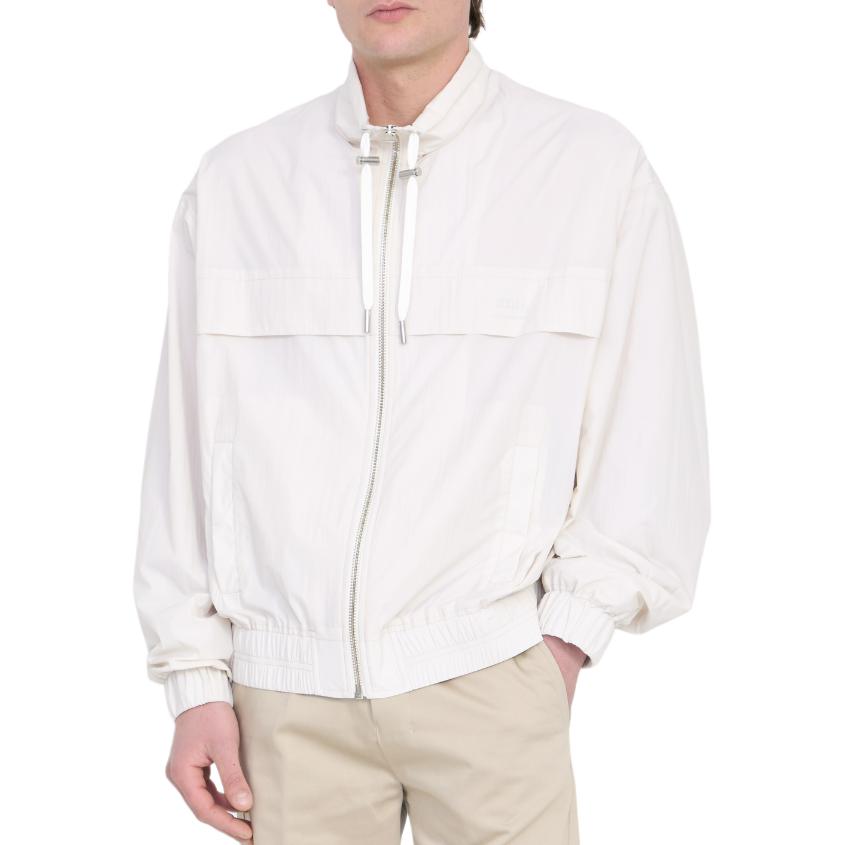 Lookbook AMI Paris 白色純色拉鍊夾克 長袖外套 HJK051PA000-9193