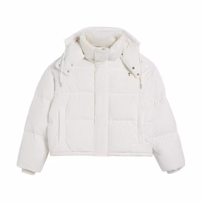 AMI PARIS White Solid Zip-Up Ribbed Relaxed Fit Jacket Unisex SPUJK409PA0009