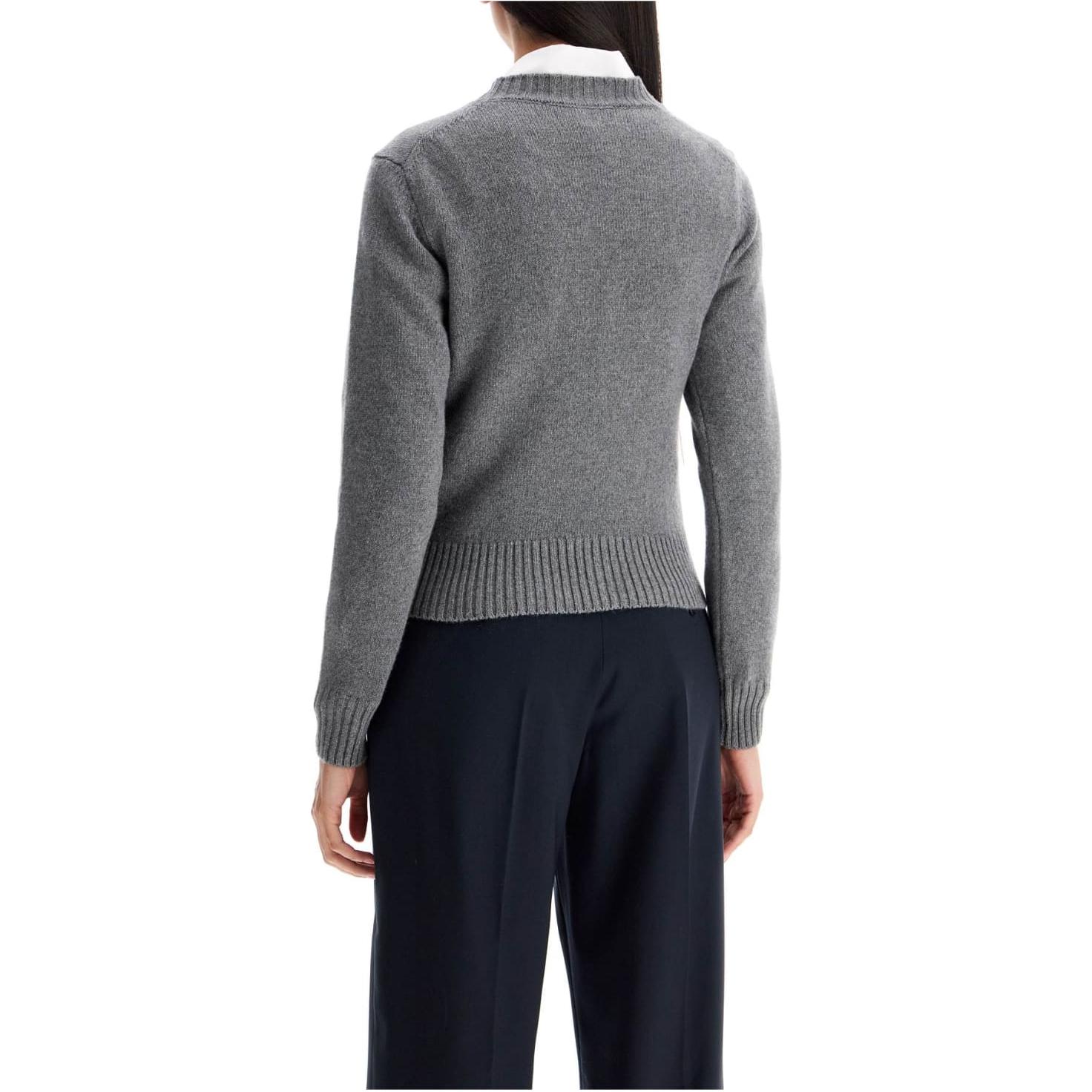 AMI PARIS Women’s Grey Solid Crewneck Pullover Sweater FKS057005-052 圖 4