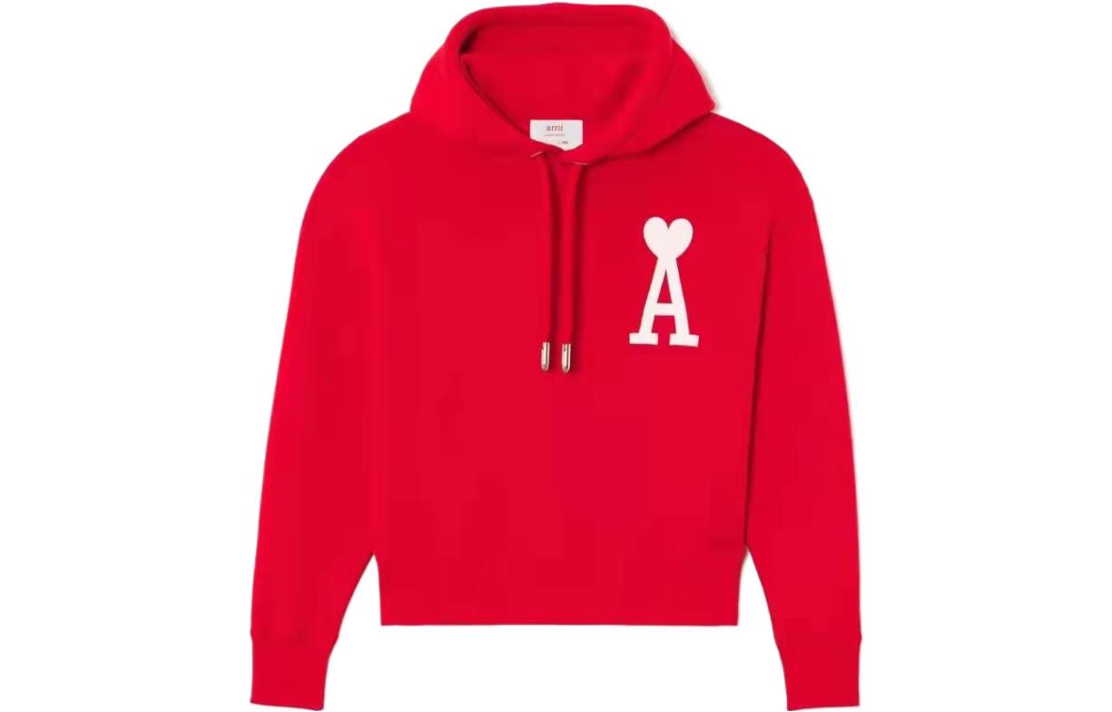 AMI PARIS Kevin Lyons SS22 Big Logo Heart Hoodie Unisex Red Couple's Edition USW295-749601