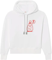 AMI PARIS x Kevin Lyons SS22 White Hoodie with Doodle Monster Logo Unisex. USW297749102 AMI PARIS x Kevin Lyons SS22 White Hoodie with Doodle Monster Logo Unisex. USW297749102