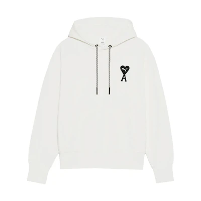 AMI PARIS PUMA FW22 Heart Logo Embroidered Hoodie Unisex White SPEUSW004002-184