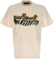 AMIRI Beige Crewneck Fitted Short Sleeve T-Shirt with Animal Print. PF23MJG001-271 AMIRI Beige Crewneck Fitted Short Sleeve T-Shirt with Animal Print. PF23MJG001-271