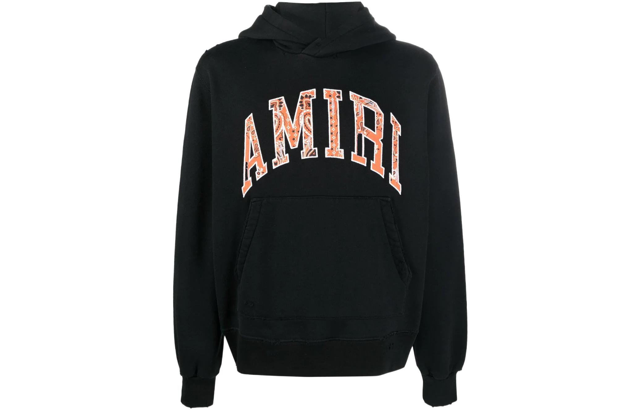 AMIRI  Black Hoodie with Embroidered Letter Logo. PS22MJL039STH_063