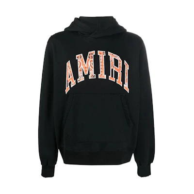 AMIRI Black Hoodie with Embroidered Letter Logo. PS22MJL039STH_063