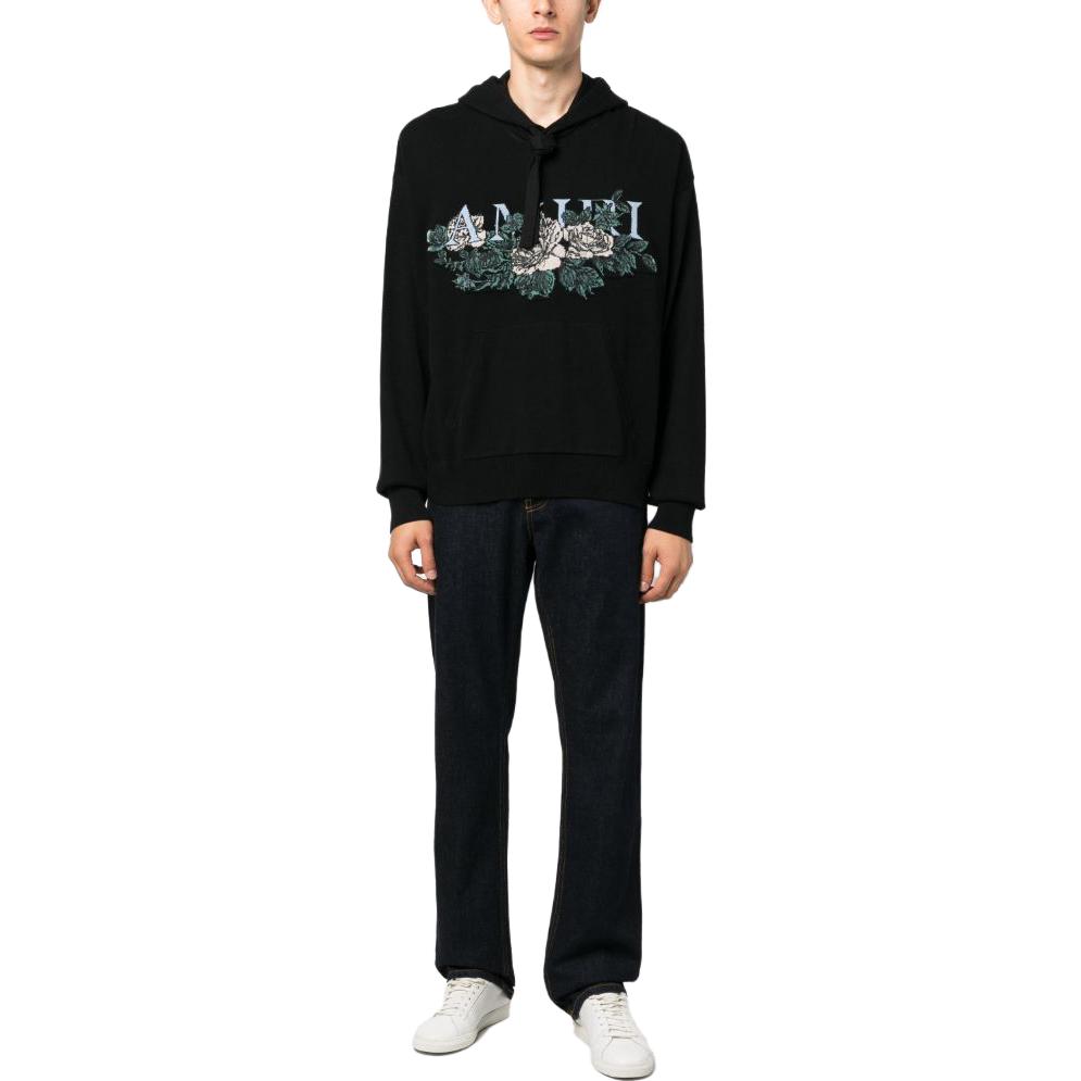 Lookbook AMIRI 黑色連帽衫 刺繡Logo設計及抽繩細節 PF23MKH010-001