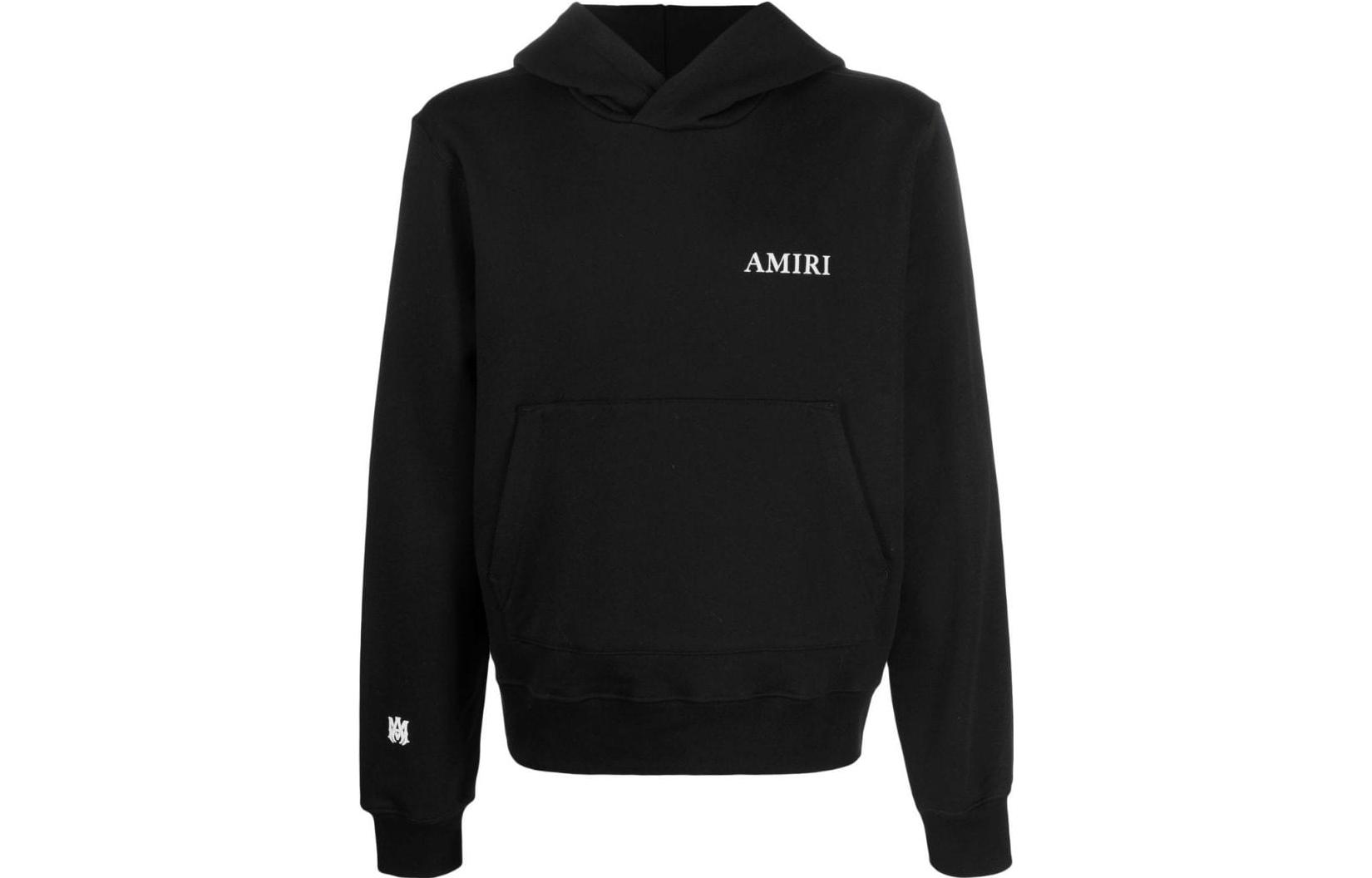 AMIRI  Black Hoodie with Logo Print Long Sleeve Pullover. AW22MJL011-001