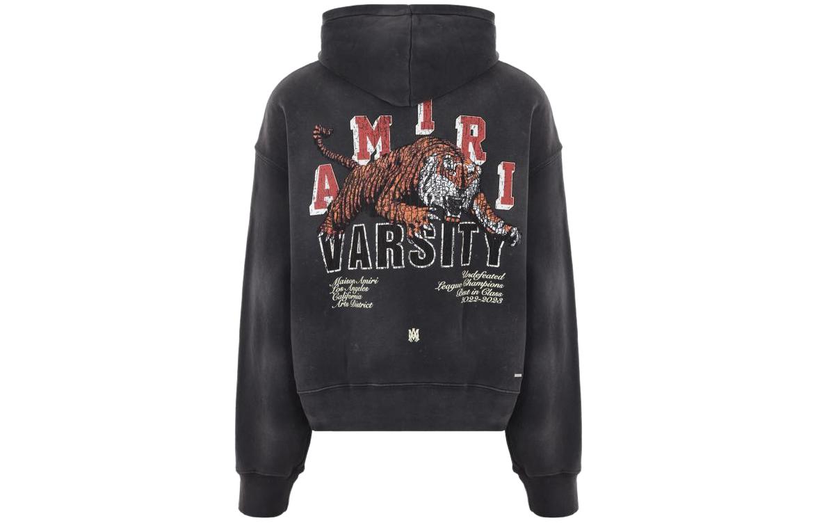Lookbook AMIRI Hoodie Hitam dengan Desain Grafis Harimau Pullover. PF23MJG025001