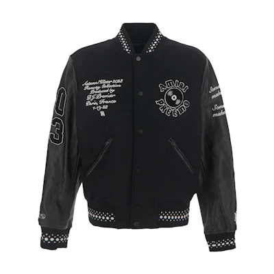AMIRI Black Loose-Fit Half-Turtleneck Letter Print Long-Sleeve Jacket. AW23MOS081-001