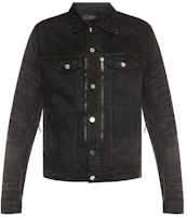 Order AMIRI Black Relaxed Fit Denim Jacket with Utility Pockets and Zipper. W9M04155RD-BKX